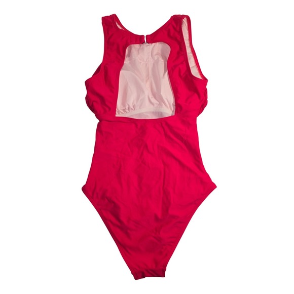 Cupshe Red One Piece Swimsuit Keyhole Back tummy control competiion back NWT S - Picture 2 of 5
